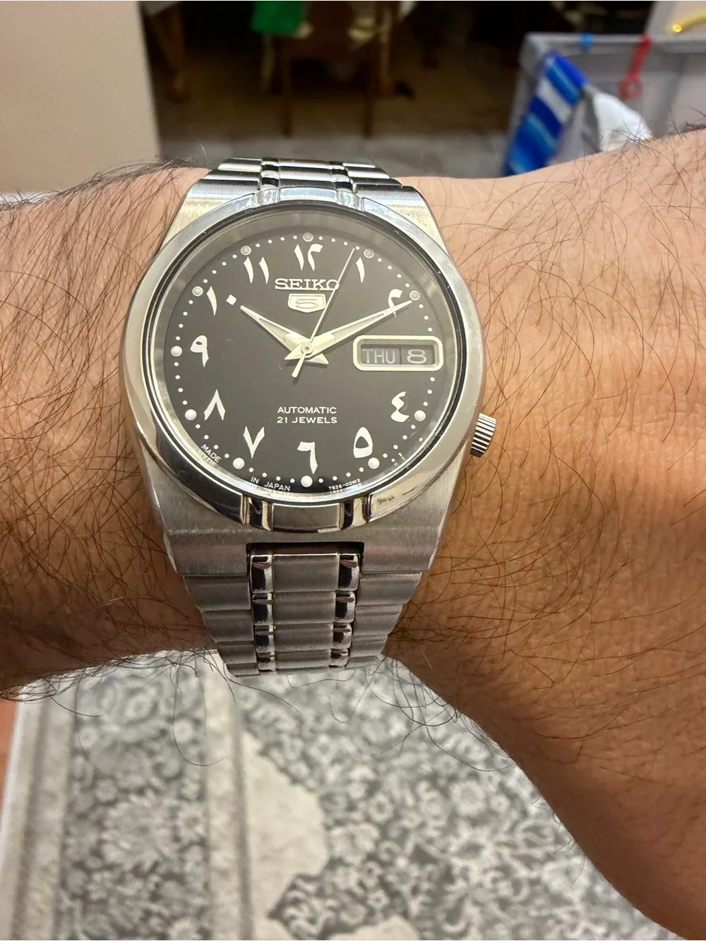 Seiko 5 Automatic Arabic Dial Black Mens Watch SNK063J5 7S26-01H0 Made in Japan